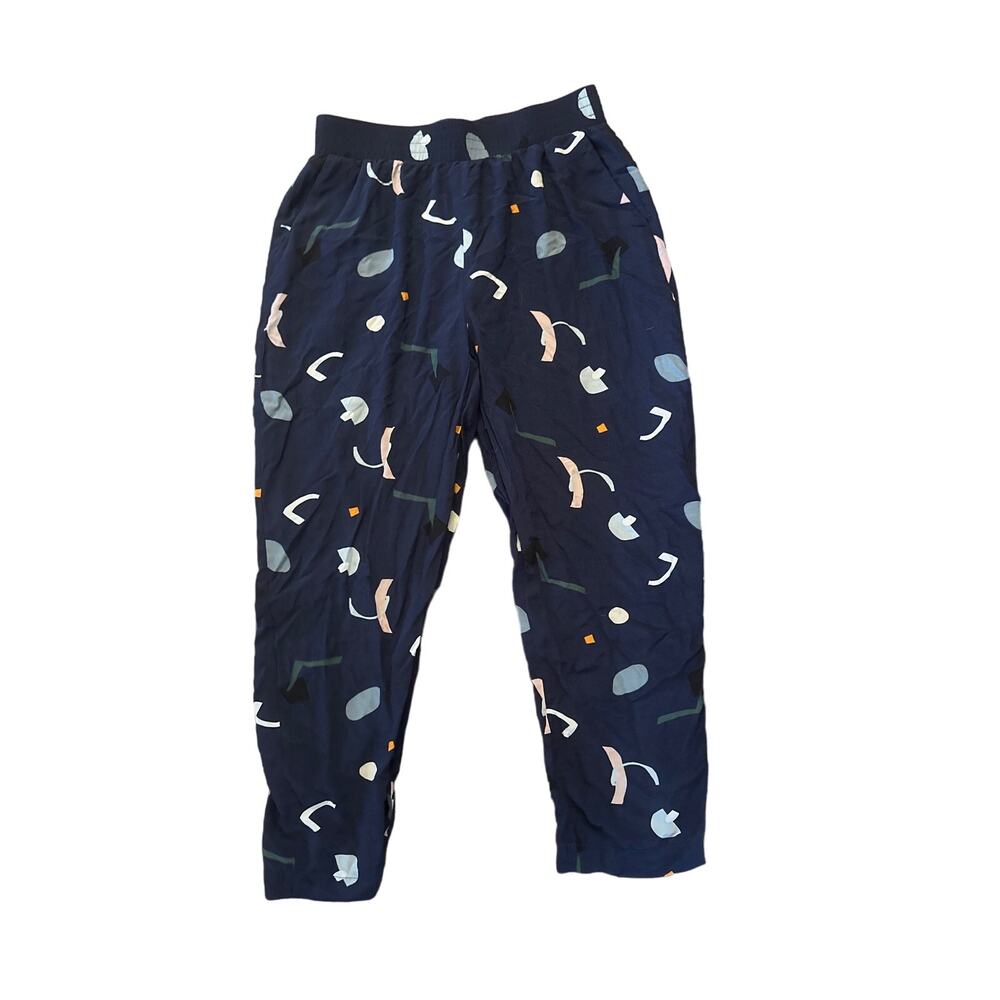 Women EUR-38 US-10 Selected Femme Navy Printed Geometric Shape Pants Pull-On